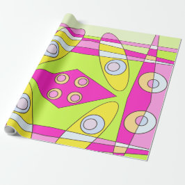 Abstract surfbaar, helder roze groen bubblegum cadeaupapier