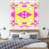 Abstract surfbaar, helder roze groen bubblegum canvas afdruk (Insitu (Slaapkamer))