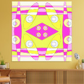 Abstract surfbaar, helder roze groen bubblegum canvas afdruk (Insitu (Woonkamer))