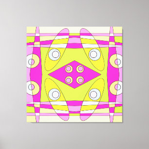 Abstract surfbaar, helder roze groen bubblegum canvas afdruk