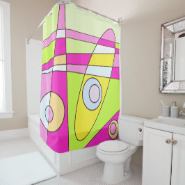 Abstract surfbaar, helder roze groen bubblegum douchegordijn