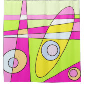 Abstract surfbaar, helder roze groen bubblegum douchegordijn (Voorkant)