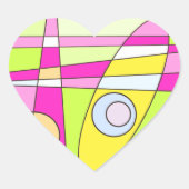 Abstract surfbaar, helder roze groen bubblegum hart sticker (Voorkant)