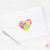 Abstract surfbaar, helder roze groen bubblegum hart sticker (Envelop)