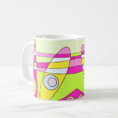 Abstract surfbaar, helder roze groen bubblegum koffiemok (Voorkant links)