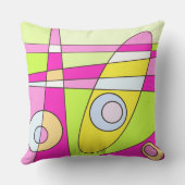 Abstract surfbaar, helder roze groen bubblegum kussen (Achterkant)