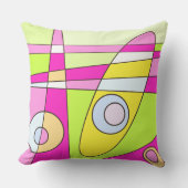 Abstract surfbaar, helder roze groen bubblegum kussen (Voorkant)