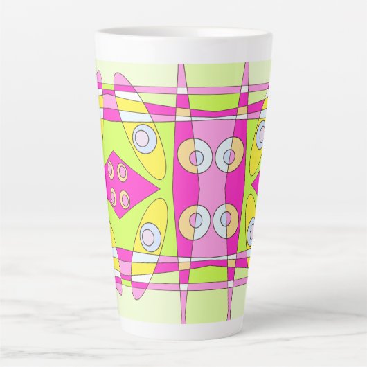 Abstract surfbaar, helder roze groen bubblegum latte mok (Voorkant)