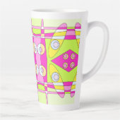 Abstract surfbaar, helder roze groen bubblegum latte mok (Rechts)