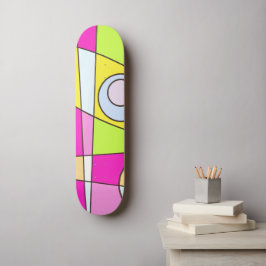Abstract surfbaar, helder roze groen bubblegum persoonlijk skateboard