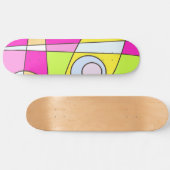 Abstract surfbaar, helder roze groen bubblegum persoonlijk skateboard (Horizontaal)