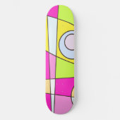 Abstract surfbaar, helder roze groen bubblegum persoonlijk skateboard (Voorkant)