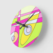 Abstract surfbaar, helder roze groen bubblegum ronde klok (Hoek)
