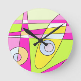 Abstract surfbaar, helder roze groen bubblegum ronde klok