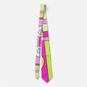 Abstract surfbaar, helder roze groen bubblegum stropdas (Achterkant)