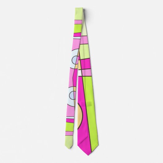 Abstract surfbaar, helder roze groen bubblegum stropdas (Achterkant)