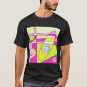 Abstract surfbaar, helder roze groen bubblegum t-shirt (Voorkant)