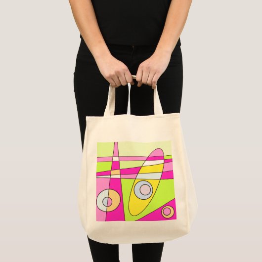 Abstract surfbaar, helder roze groen bubblegum tote bag (Voorkant (product))