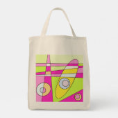 Abstract surfbaar, helder roze groen bubblegum tote bag (Achterkant)