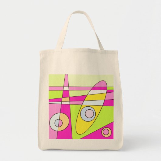Abstract surfbaar, helder roze groen bubblegum tote bag (Voorkant)