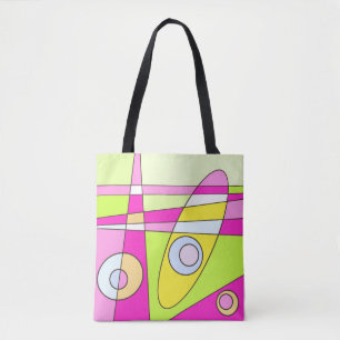 Abstract surfbaar, helder roze groen bubblegum tote bag