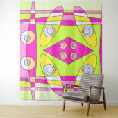 Abstract surfbaar, helder roze groen bubblegum wandkleed (In situ)