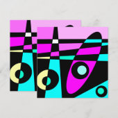 Abstract surfbaar Turquoise Hot Pink Yellow Black (Voorkant / Achterkant)