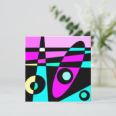 Abstract surfbaar Turquoise Hot Pink Yellow Black (Staand voorkant)
