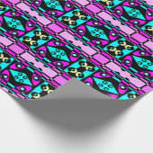 Abstract surfbaar Turquoise Hot Pink Yellow Black Cadeaupapier (Hoek)