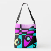 Abstract surfbaar Turquoise Hot Pink Yellow Black Crossbody Tas (Achterkant)