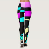 Abstract surfbaar Turquoise Hot Pink Yellow Black Leggings (Achterkant)