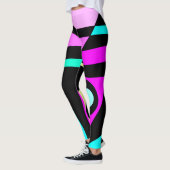 Abstract surfbaar Turquoise Hot Pink Yellow Black Leggings (Links)