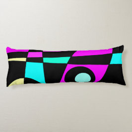 Abstract surfbaar Turquoise Hot Pink Yellow Black Lichaamskussen