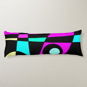 Abstract surfbaar Turquoise Hot Pink Yellow Black Lichaamskussen
