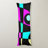 Abstract surfbaar Turquoise Hot Pink Yellow Black Lichaamskussen (Achterkant (Verticaal))
