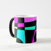 Abstract surfbaar Turquoise Hot Pink Yellow Black Magische Mok (Voorkant links)