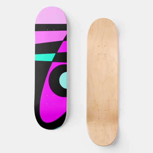 Abstract surfbaar Turquoise Hot Pink Yellow Black Persoonlijk Skateboard (Voorkant)