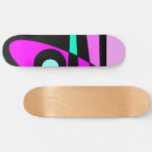 Abstract surfbaar Turquoise Hot Pink Yellow Black Persoonlijk Skateboard (Horizontaal)