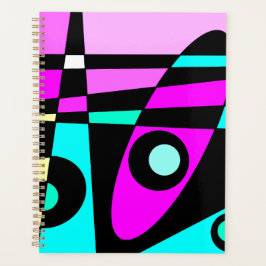 Abstract surfbaar Turquoise Hot Pink Yellow Black Planner