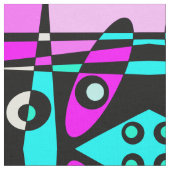 Abstract surfbaar Turquoise Hot Pink Yellow Black Stof (Close Up)