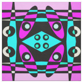 Abstract surfbaar Turquoise Hot Pink Yellow Black Stof (Swatch)