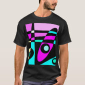 Abstract surfbaar Turquoise Hot Pink Yellow Black T-shirt (Voorkant)