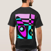 Abstract surfbaar Turquoise Hot Pink Yellow Black T-shirt (Achterkant)