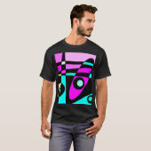 Abstract surfbaar Turquoise Hot Pink Yellow Black T-shirt (Voorkant volledig)