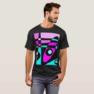 Abstract surfbaar Turquoise Hot Pink Yellow Black T-shirt