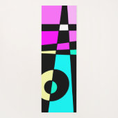 Abstract surfbaar Turquoise Hot Pink Yellow Black Yogamat (Achterkant)