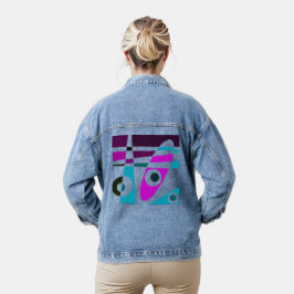 Abstract Surfen Cyaan Magenta Denim Jacket