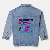 Abstract Surfen Cyaan Magenta Denim Jacket (Achterkant)