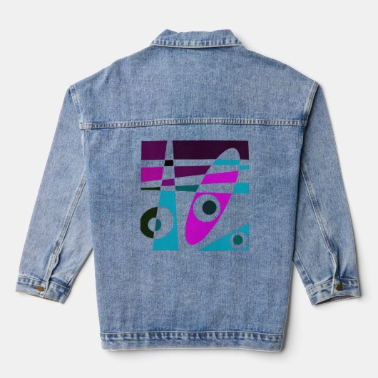 Abstract Surfen Cyaan Magenta Denim Jacket (Achterkant)