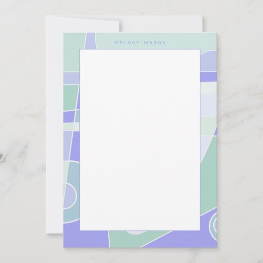 Abstract Surfen Paarse Groene Gepersonaliseerde Na Notitiekaartje (Voorkant)
